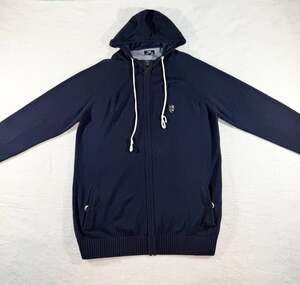 Serge Blanco Atlantique Men's Navy Blue 100% Cotton Full-Zip Knit Hoodie, 2XL